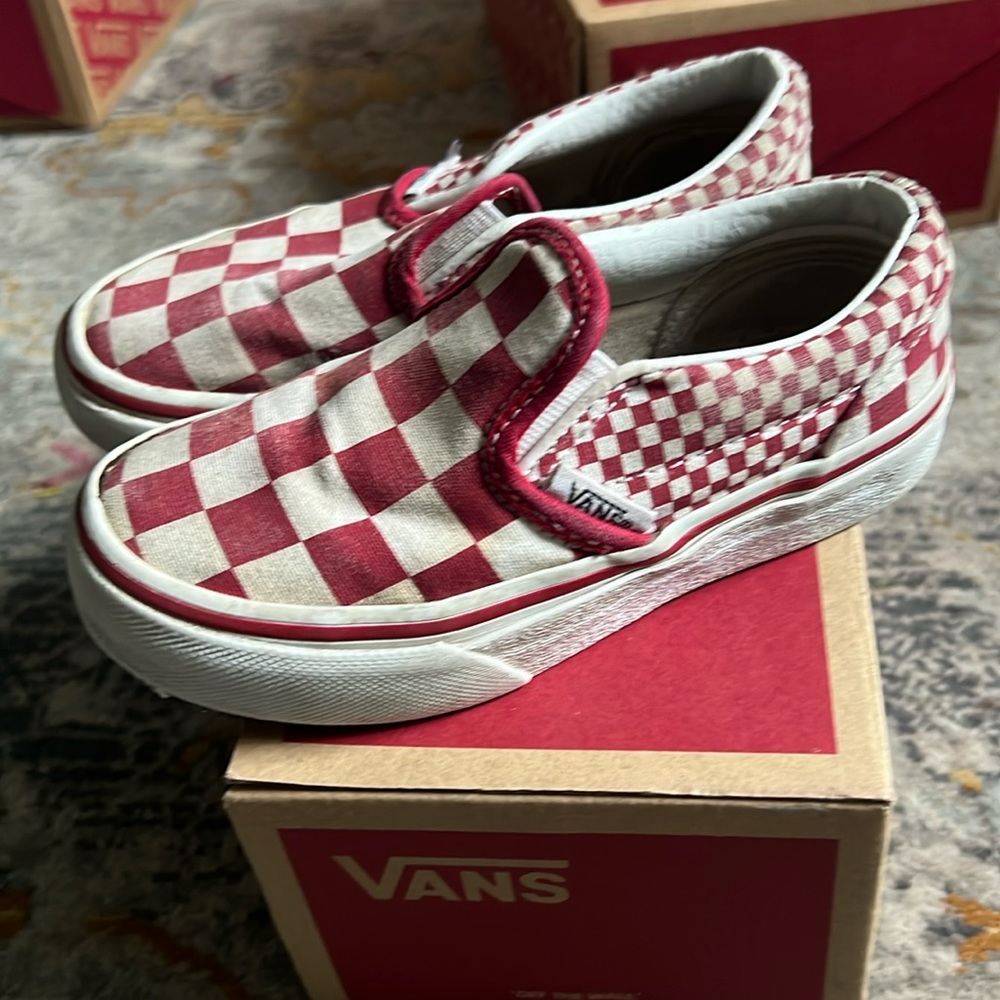 Vans Kids Red and White Checkered Sneakers